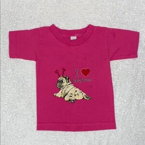 Vintage Alstyle Pink Pug I love California Graphic T-Shirt 2t